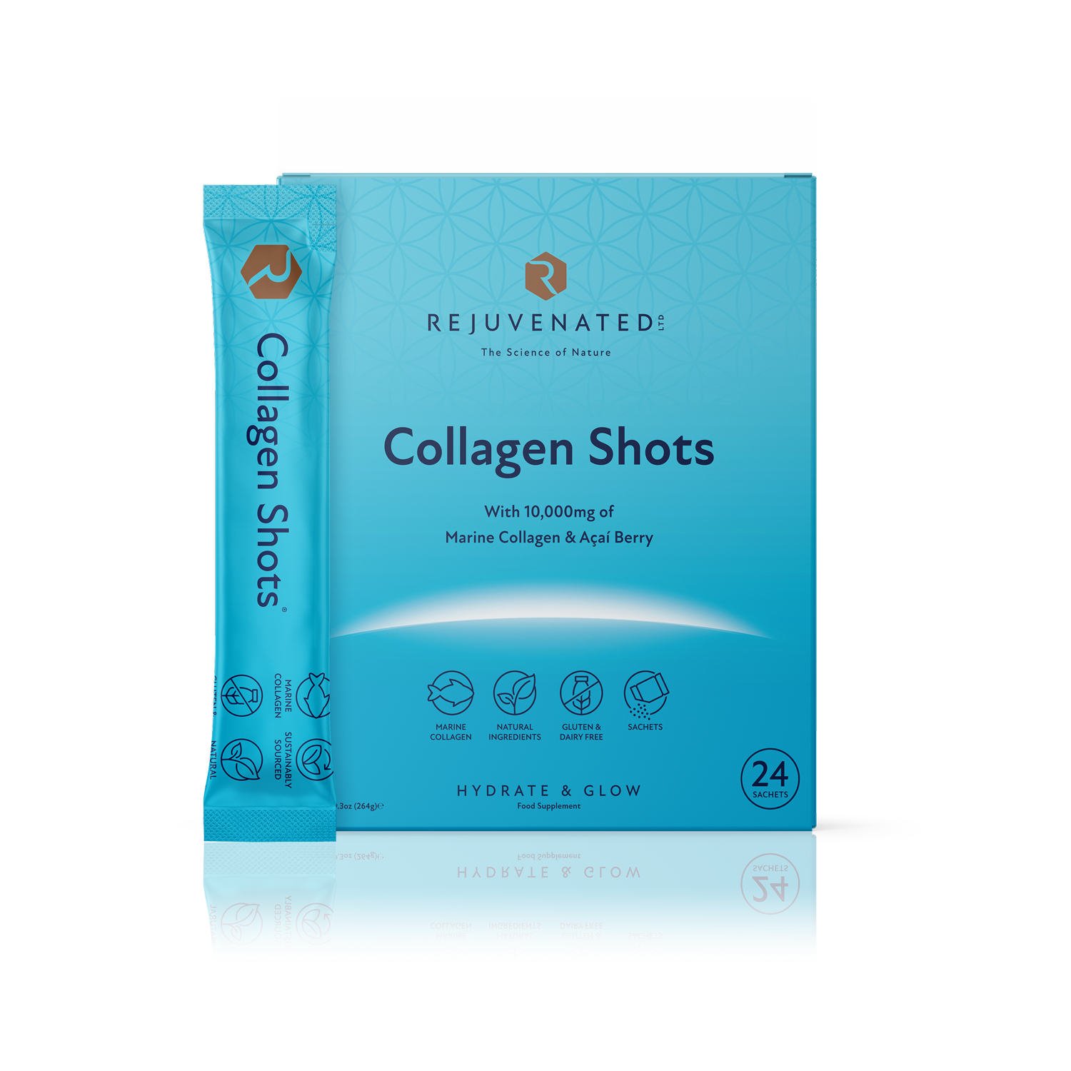 Колагенові шоти для красивої шкіри з ягодами Асаї Rejuvenated Collagen Shots with Marine Collagen & Acai Berry